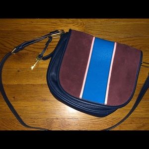 Navy/blue/pink/wine Fossil satchel!